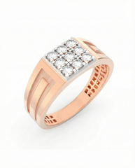 18K Gold & Diamond Band Ring For Men KRC60261