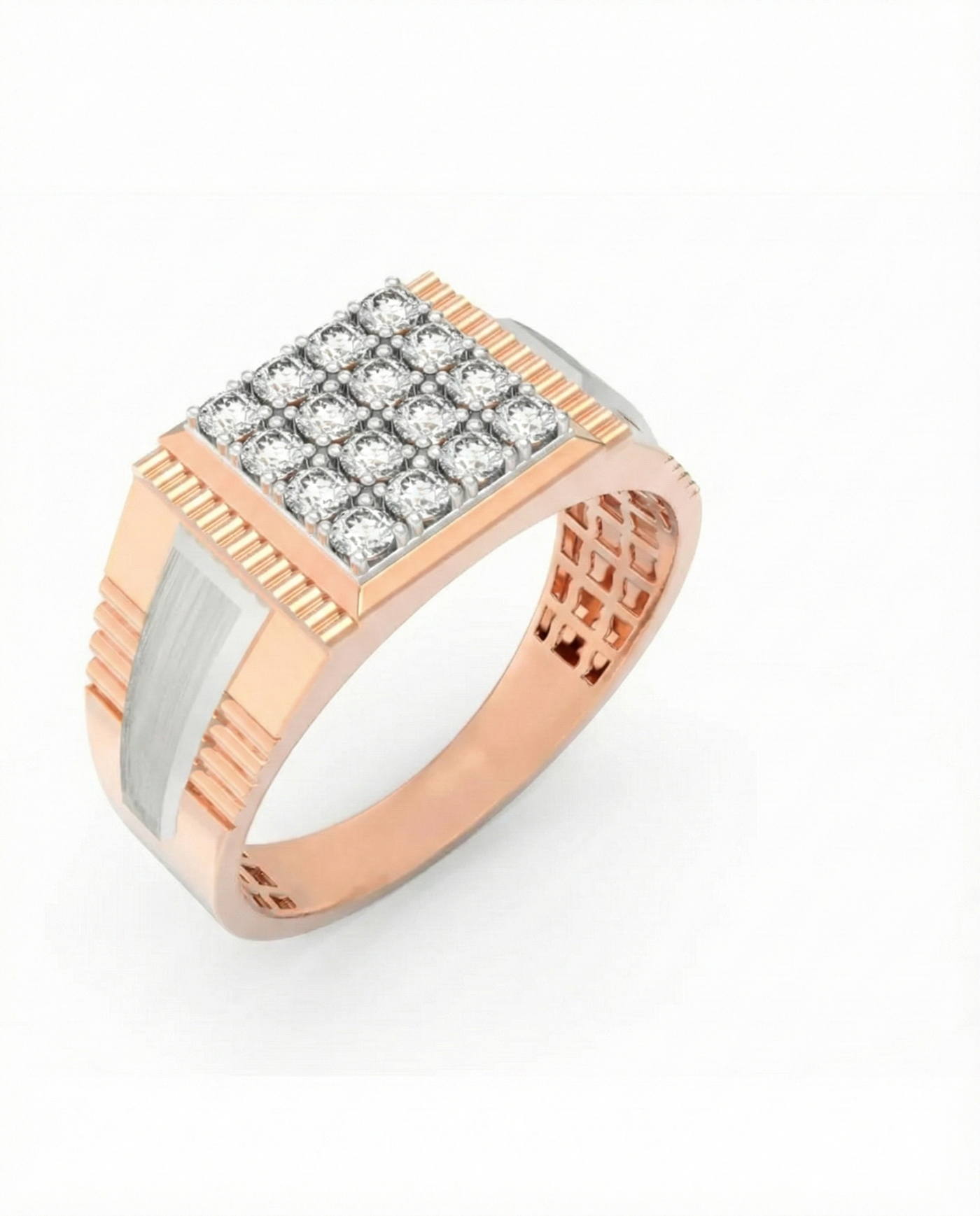 Gold & Diamond Square Ring For Men KRC20222