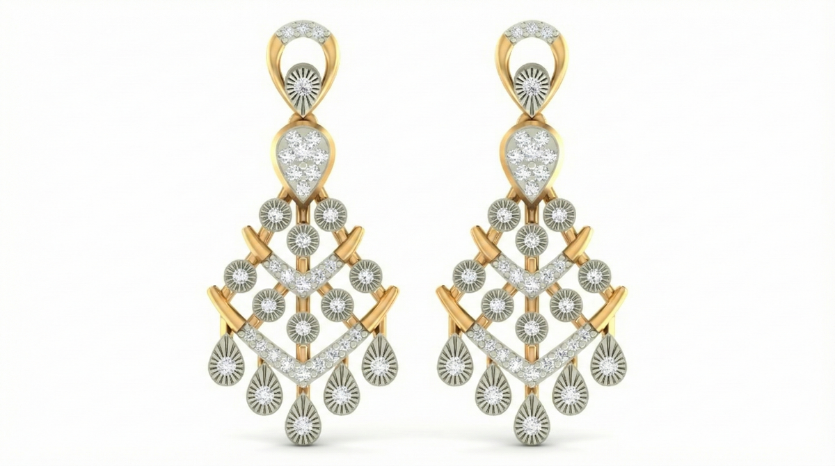 14K Gold & Diamond Women Dangler Earring KRB44104E-A