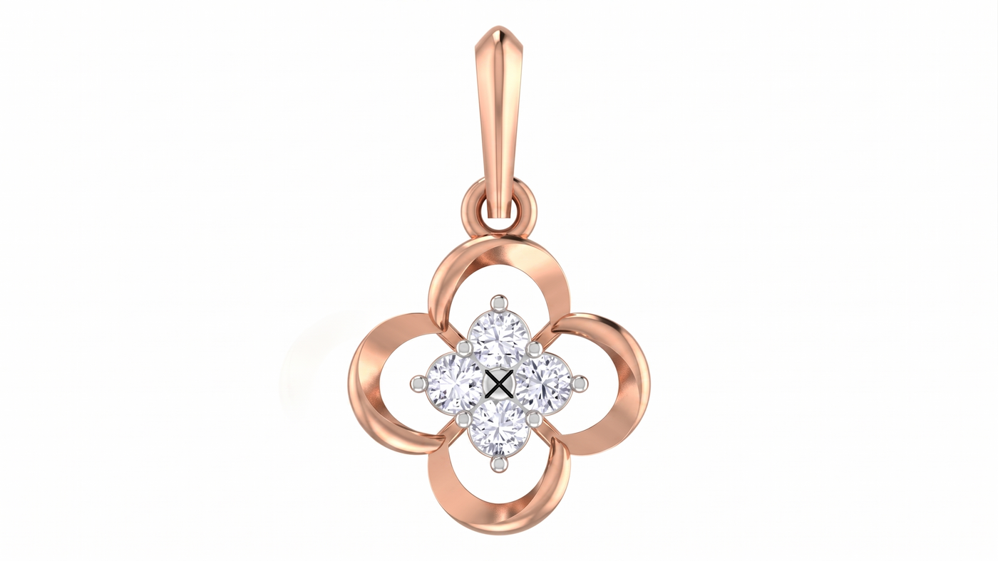 Gold & Diamond Floral Pendant Set KRC40601