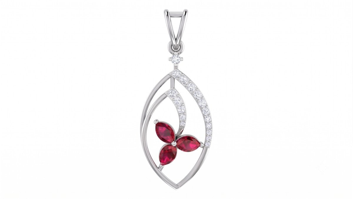 White Gold & Diamond Gemstone Pendant Set on white background