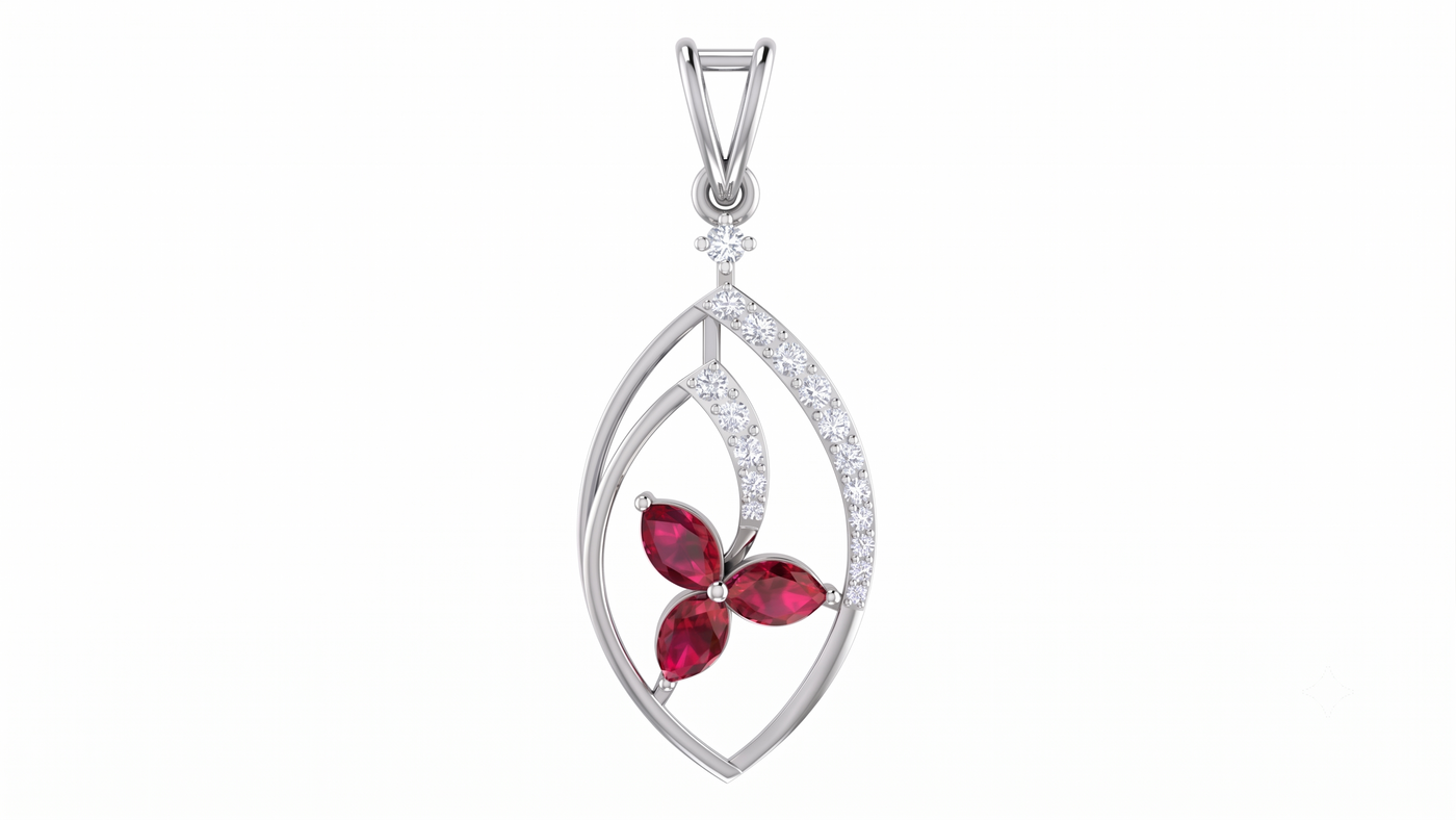 Gold & Diamond Gemstone Pendant Set KRC40710
