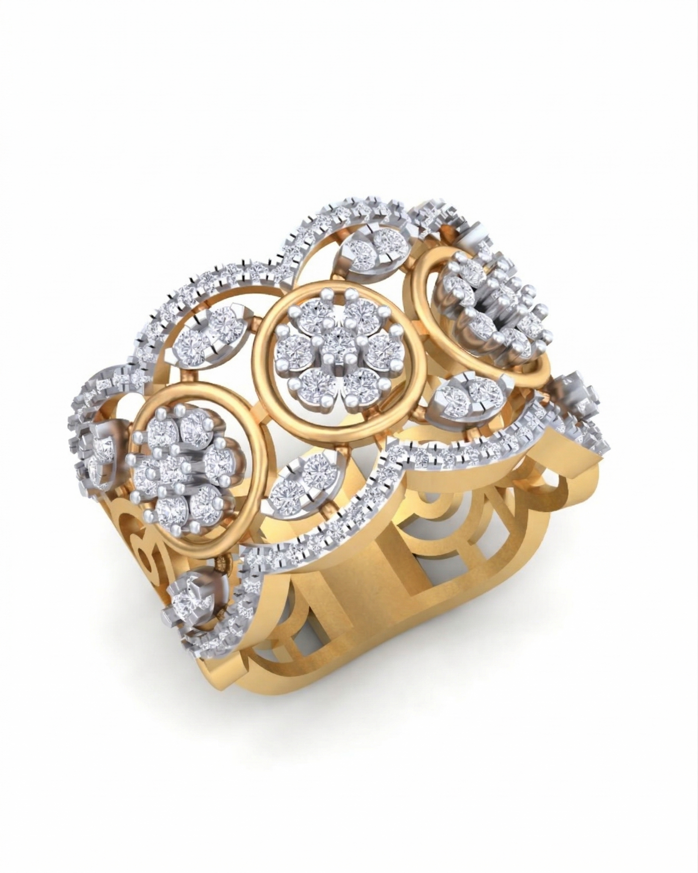 Gold & Diamond Cocktail Ring For Women KRC10759