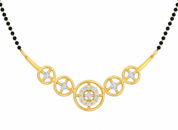 Gold & Diamond Halo Mangalsutra For Women KRB50030