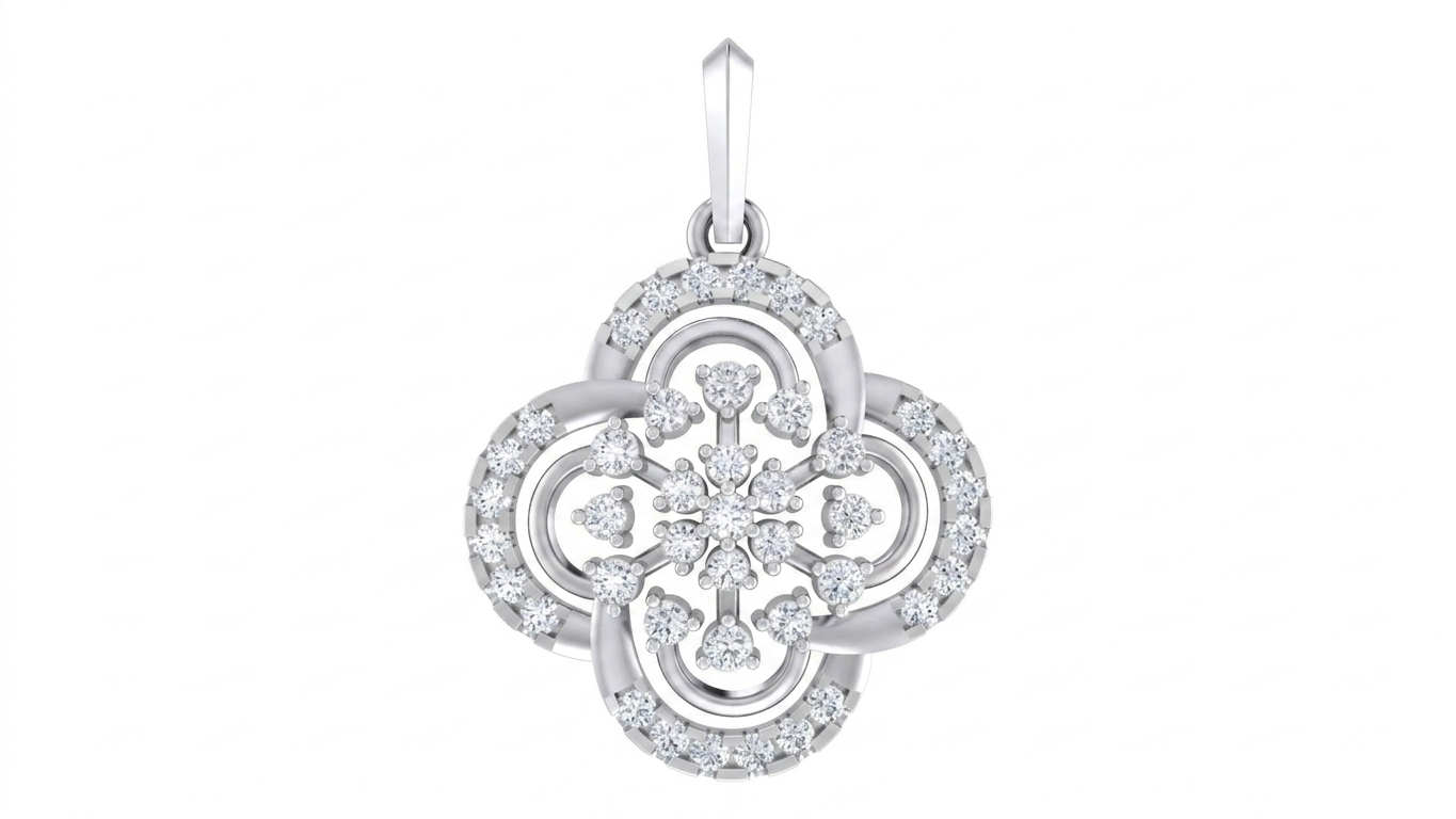 Gold & Diamond Floral Pendant Set KRC40752