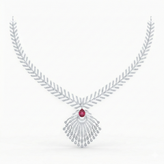 14K Gold & Diamond Gemstone Necklace Set KRB44186NR