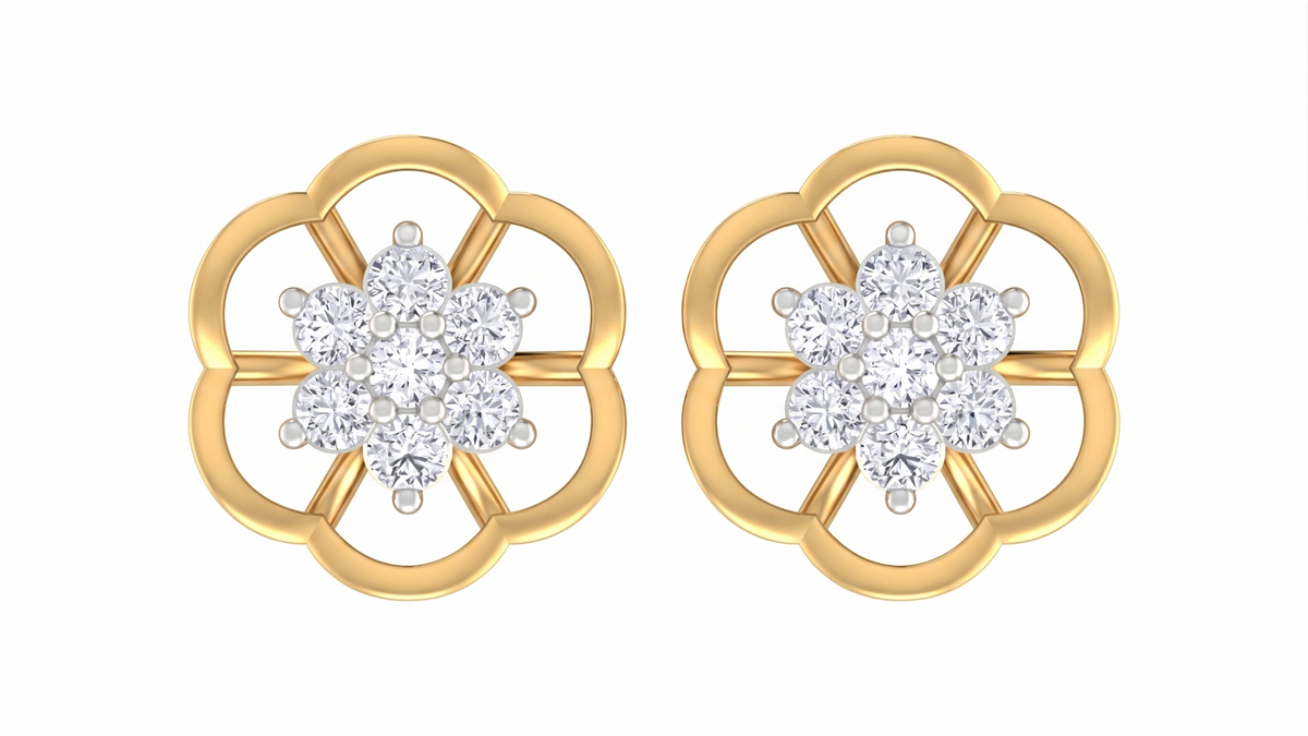 Yellow Gold Diamond Earring | under 40k 