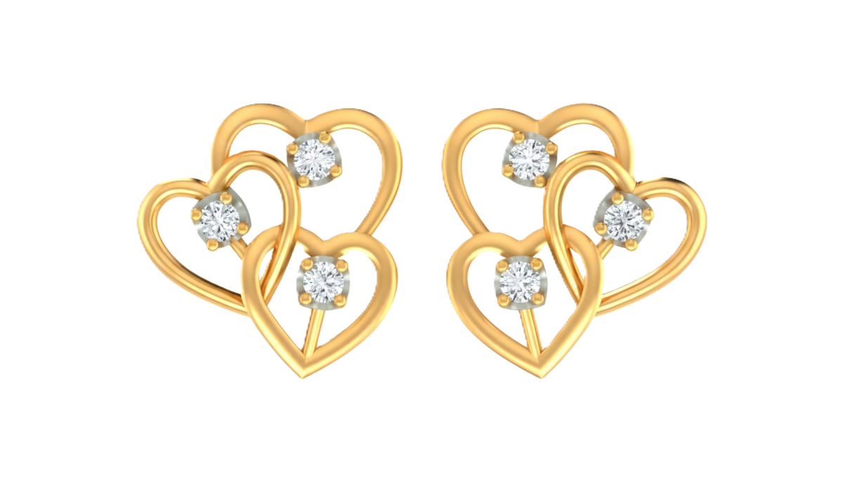 Heart Yellow Gold Diamond Earring | under 40k 