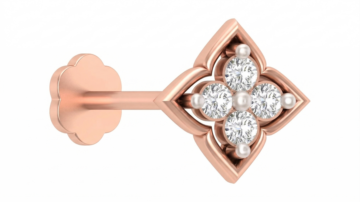 Gold & Diamond Stud Nose Pin KRA50130