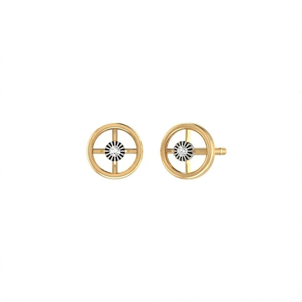 Gold & Diamond Round-Shaped Women Stud Earring KRB30084