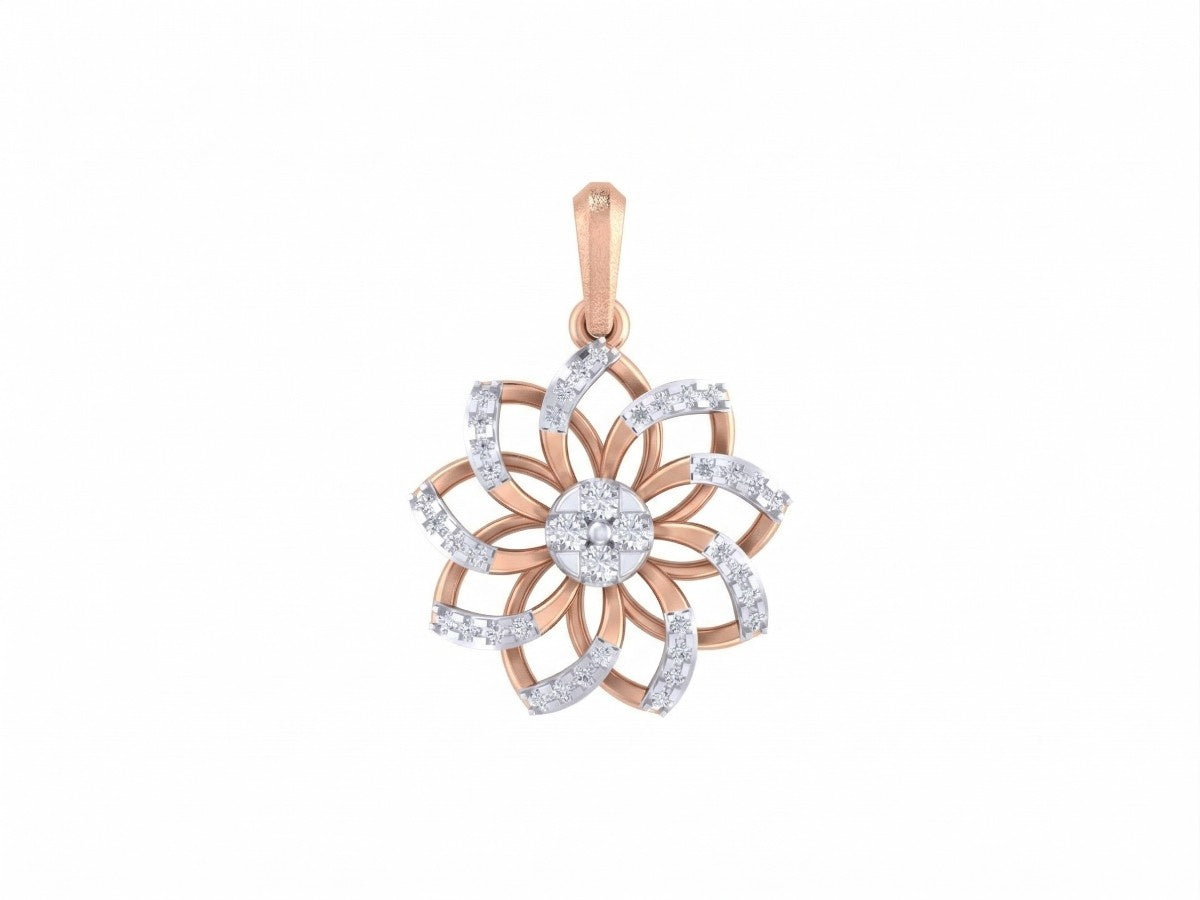 Rose Gold and diamond pendant on a white background