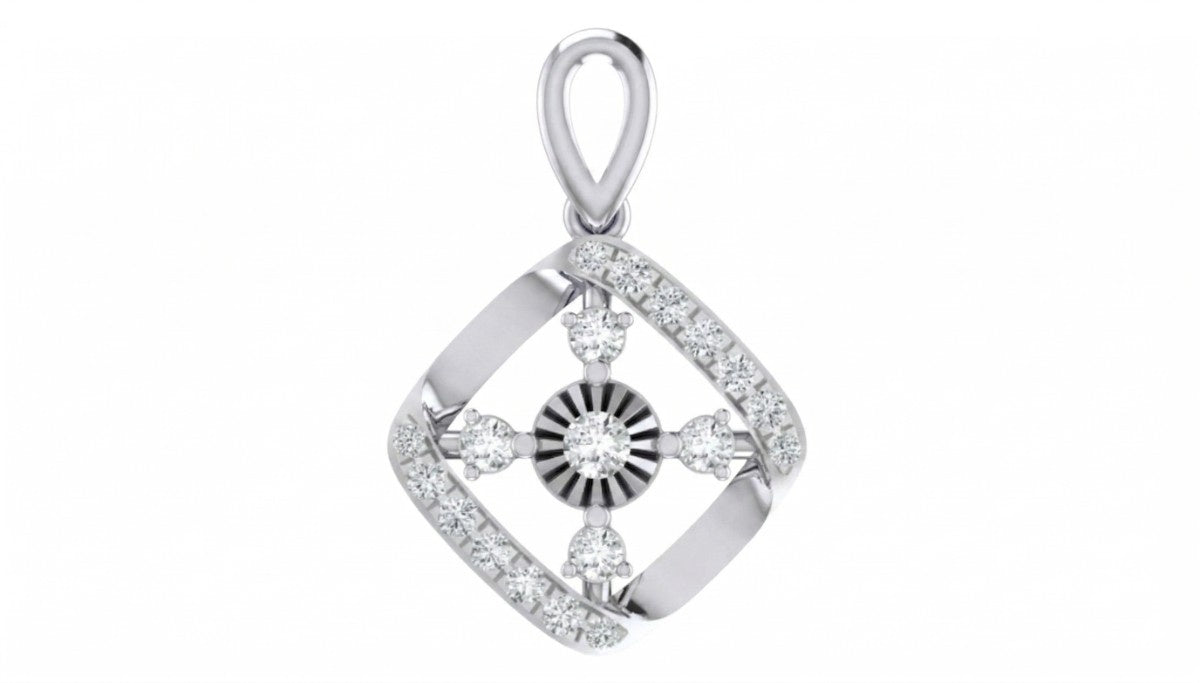 White gold & Diamond Floral pendant on white background