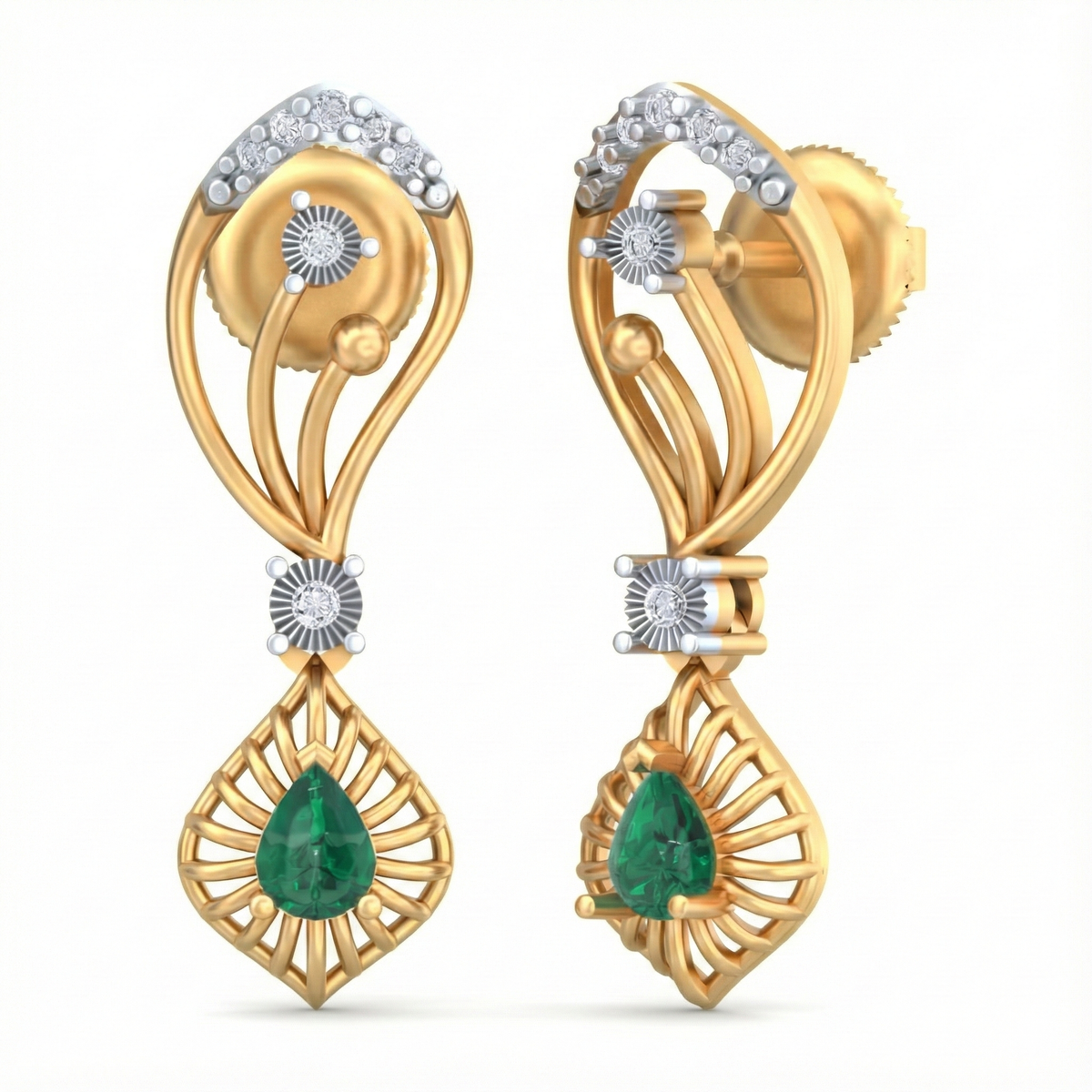 14K Gold & Diamond Women Dailywear Earring KRB44065EG-A