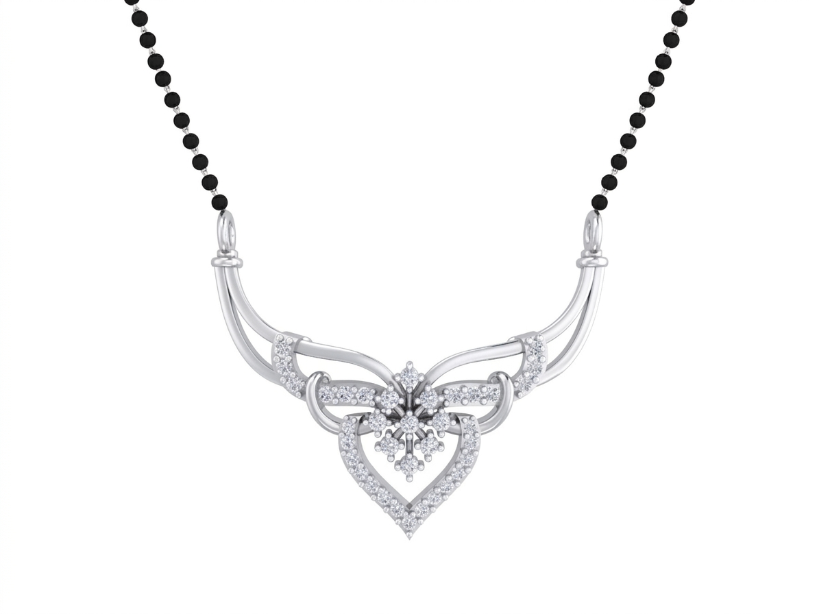 Gold & Diamond Floral Mangalsutra For Women KRB50047