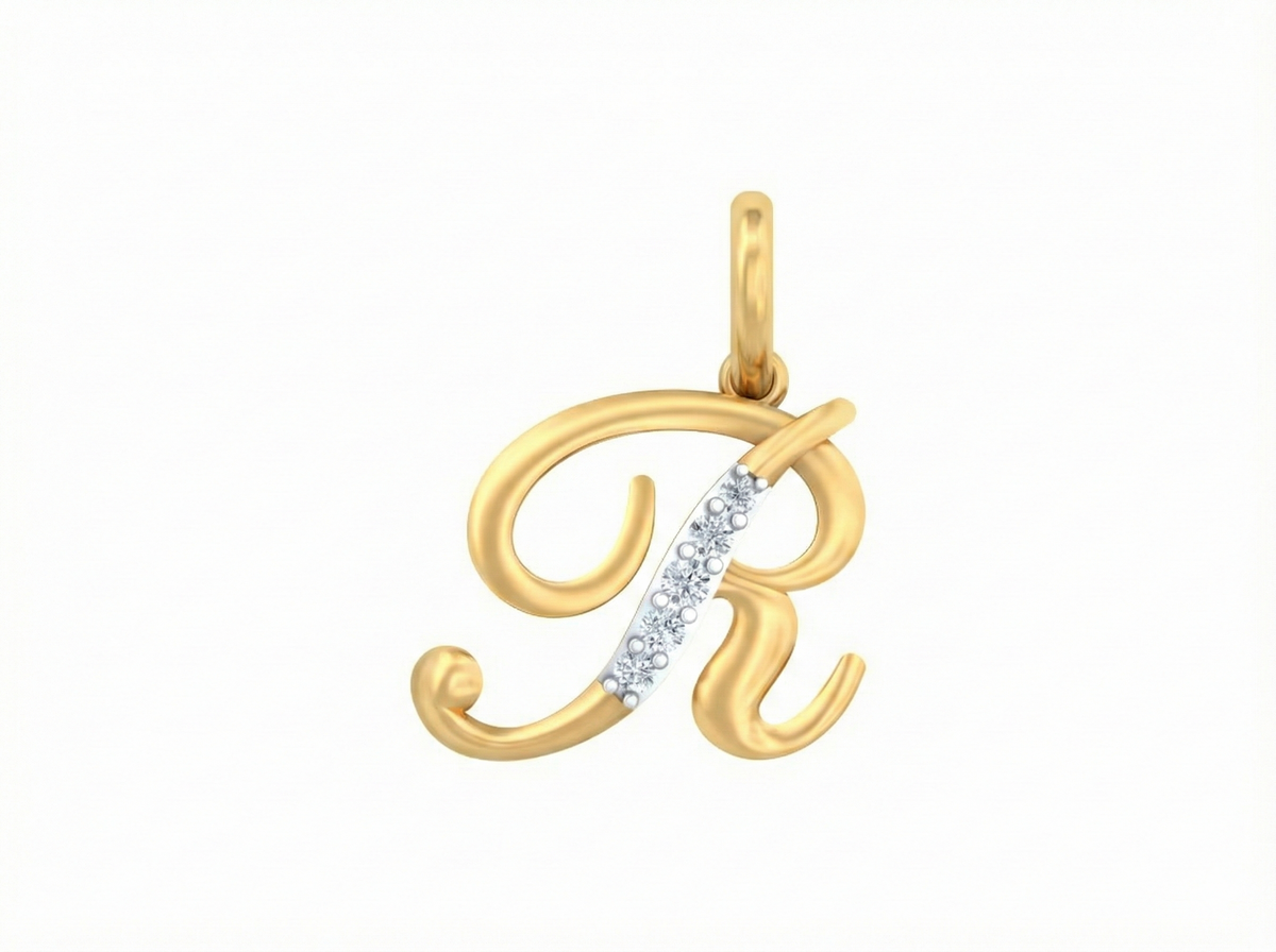 18K Gold & Diamond Initial Pendant KRK20089