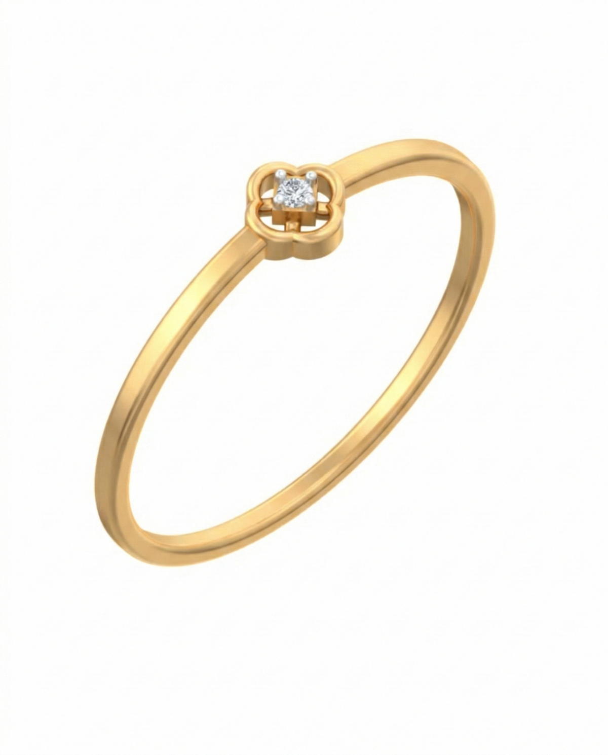 18K Gold & Diamond Solitaire Band Ring For Women KSK162