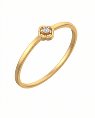18K Gold & Diamond Solitaire Band Ring For Women KSK162