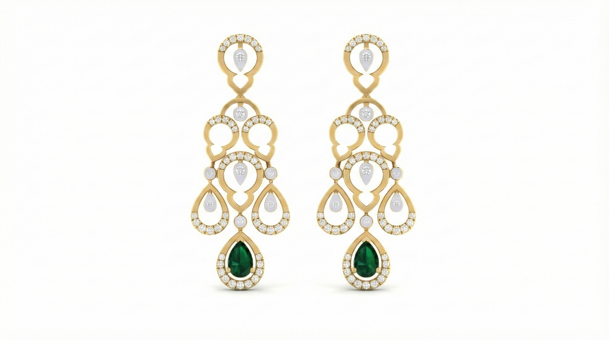 14K Gold & Diamond Women Gemstone Earring KRI44029ER