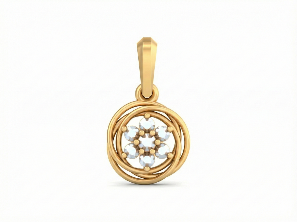 18K Gold & Diamond Floral Pendant KSK135