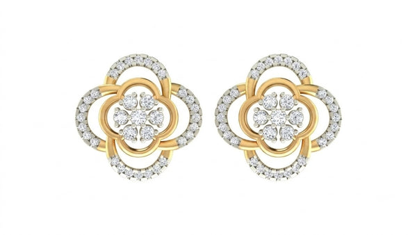 Gold & Diamond Floral Women Stud Earring KRC40752E