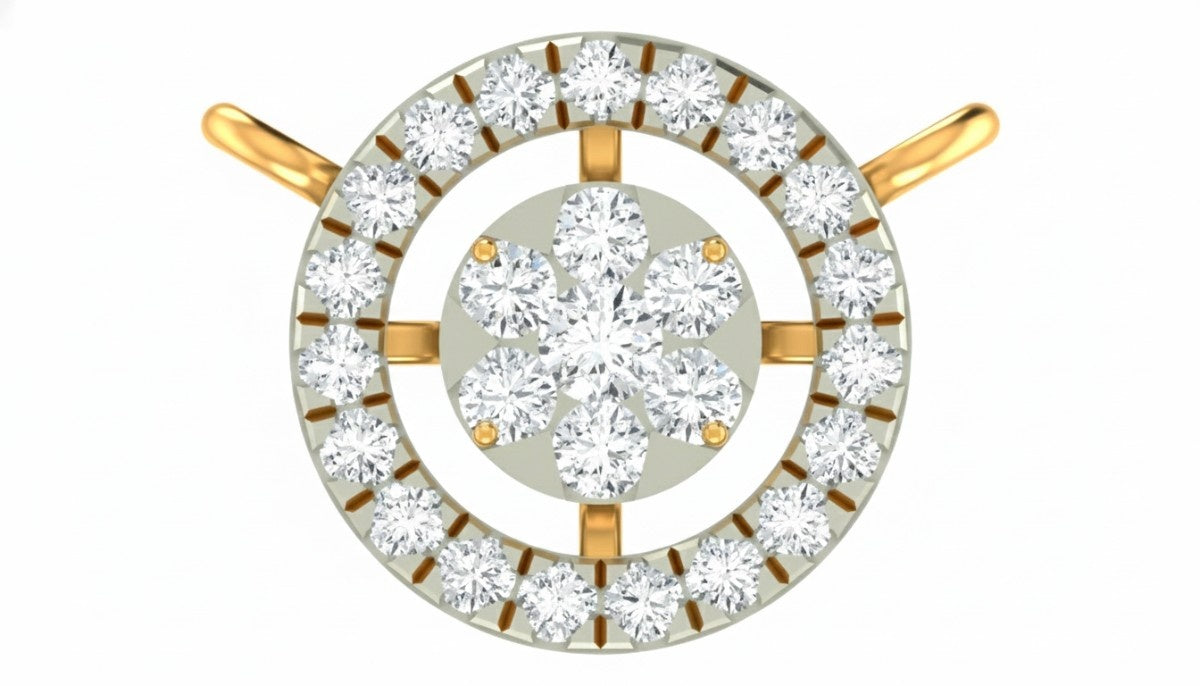Yellow Gold & Diamond Halo Mangalsutra on white background
