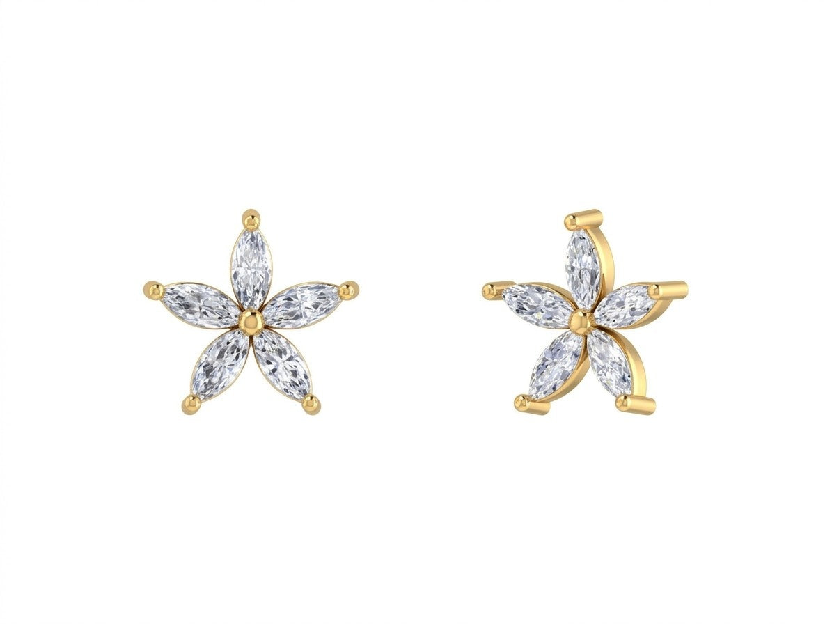 Yellow gold & diamond floral earrings for women in yellow gold and diamond with an elegant flower-Inspired design.