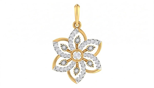 Gold & Diamond Floral Pendant Set KRC40733
