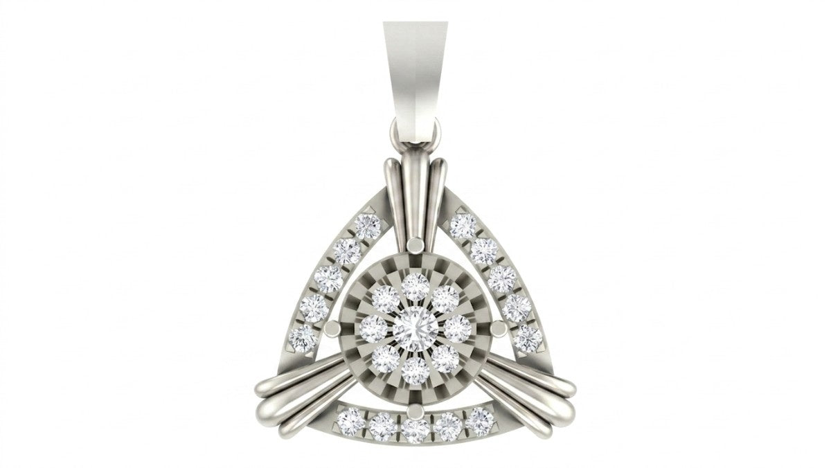 White gold and diamond pendant on a white background