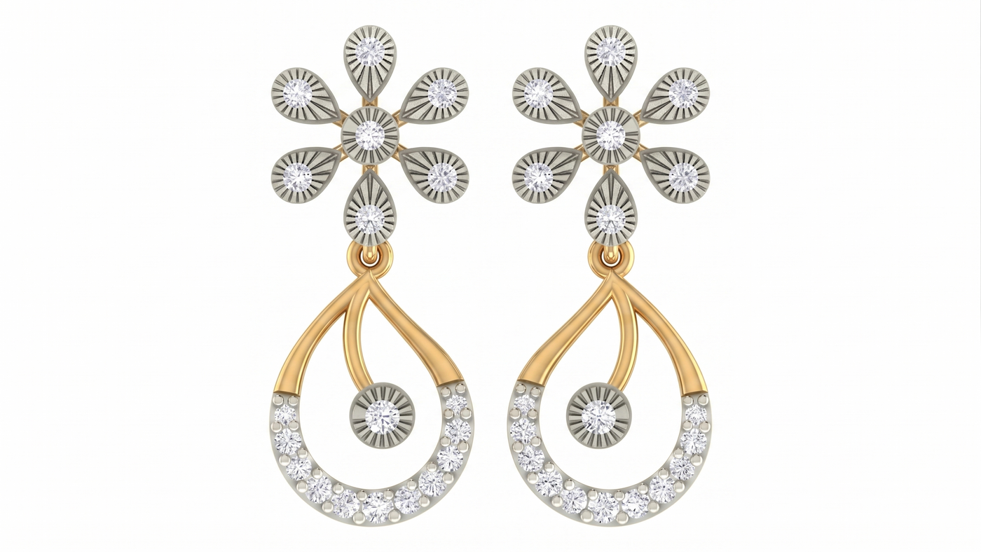 Gold & Diamond Women Dangler Earring KRC60077E