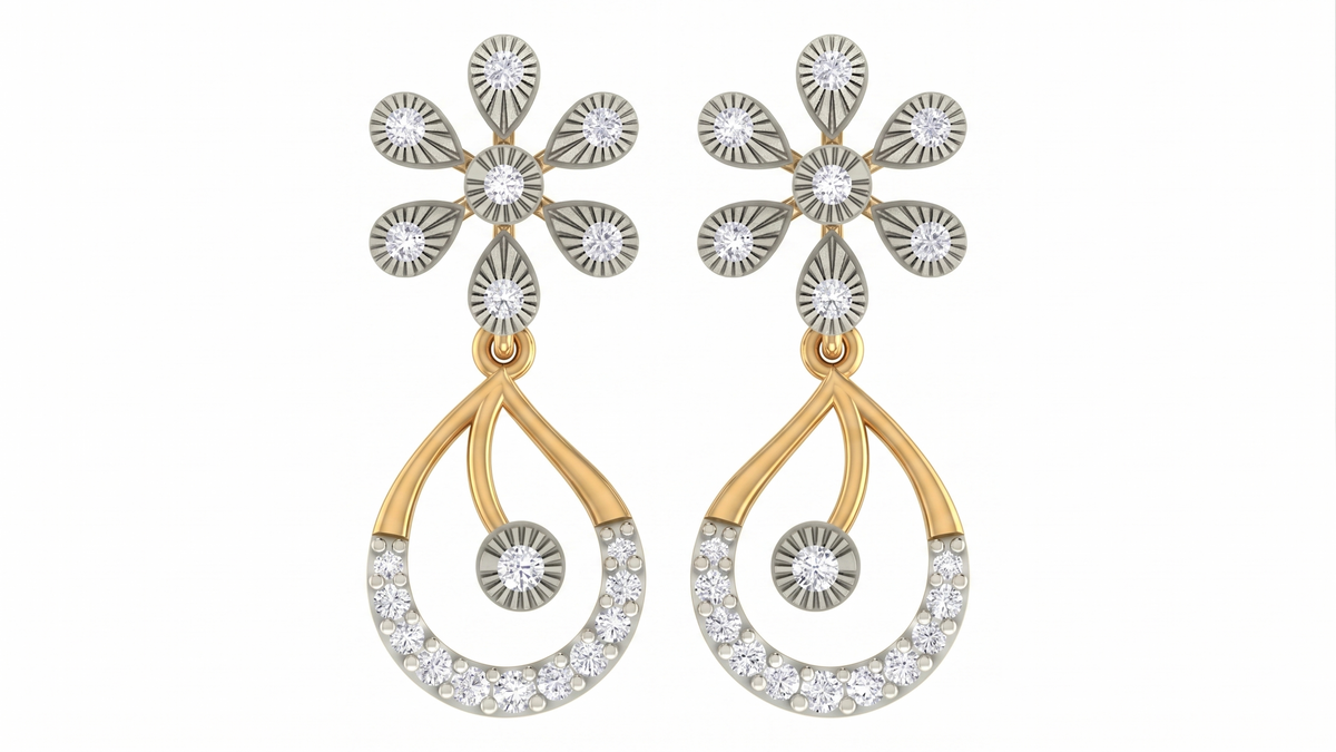 Gold & Diamond Women Engagement Earring KRC60077E