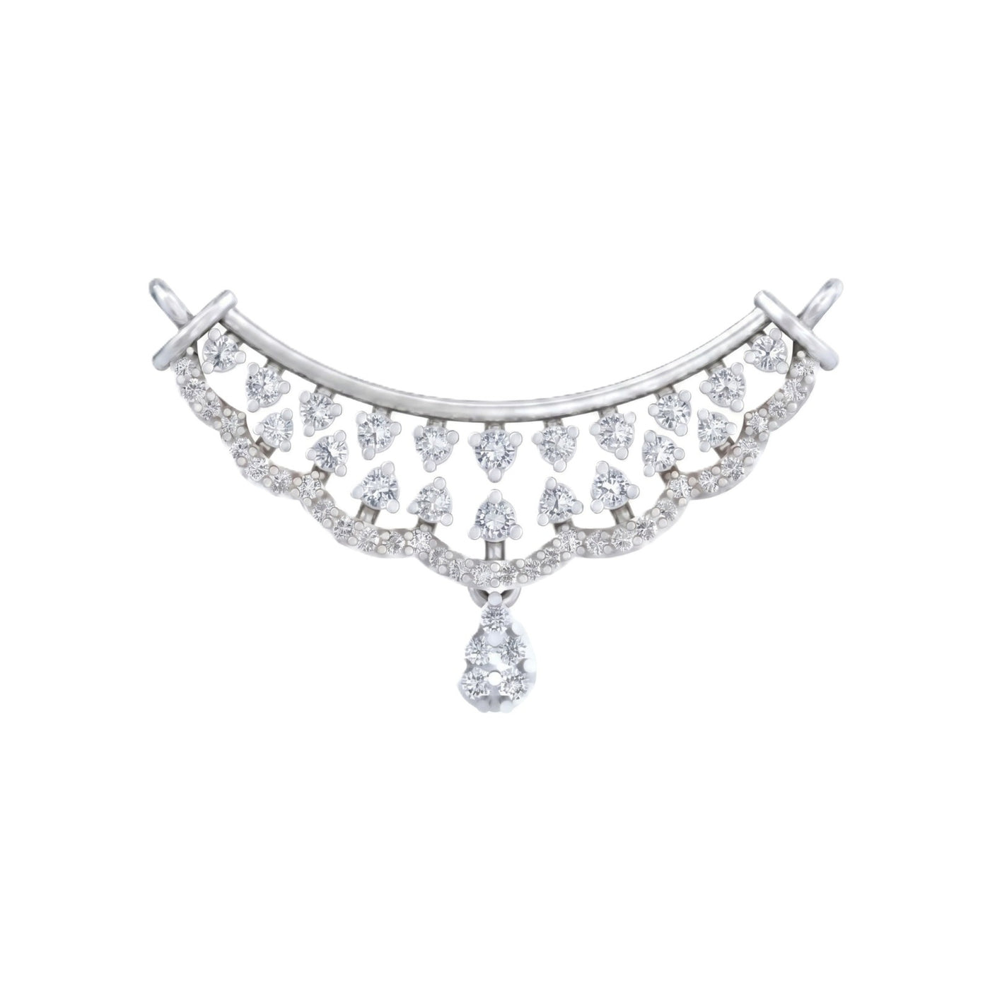 white gold and diamond mangalsutra on a white background 