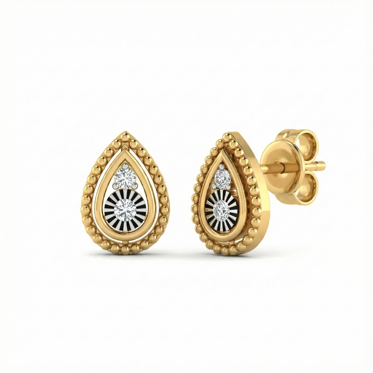 18K Gold & Diamond Women Stud  Earring KSK077