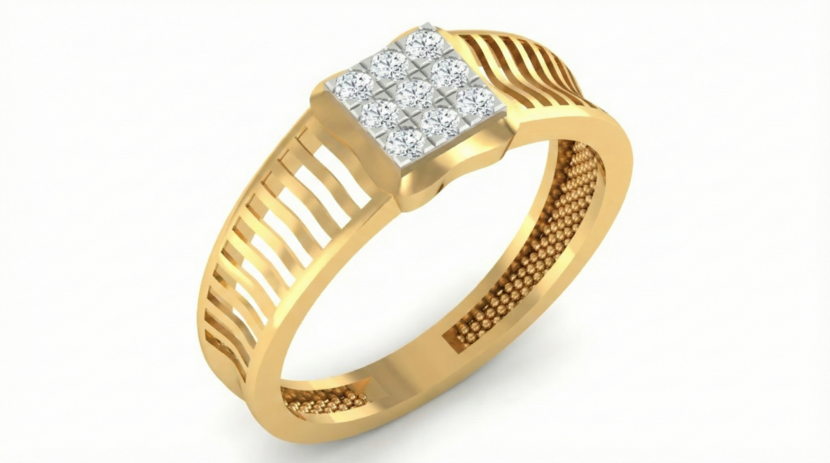 18K Gold & Diamond Engagement Ring For Men KRA60287