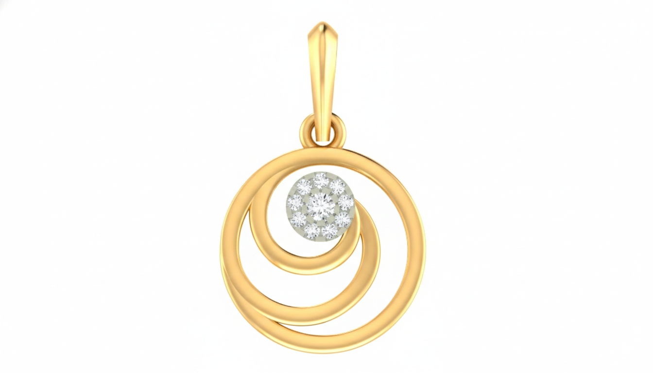 Gold & Diamond Swirl Pendant Set KRC40569