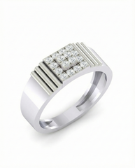 18K Gold & Diamond Square Ring For Men KRA60235