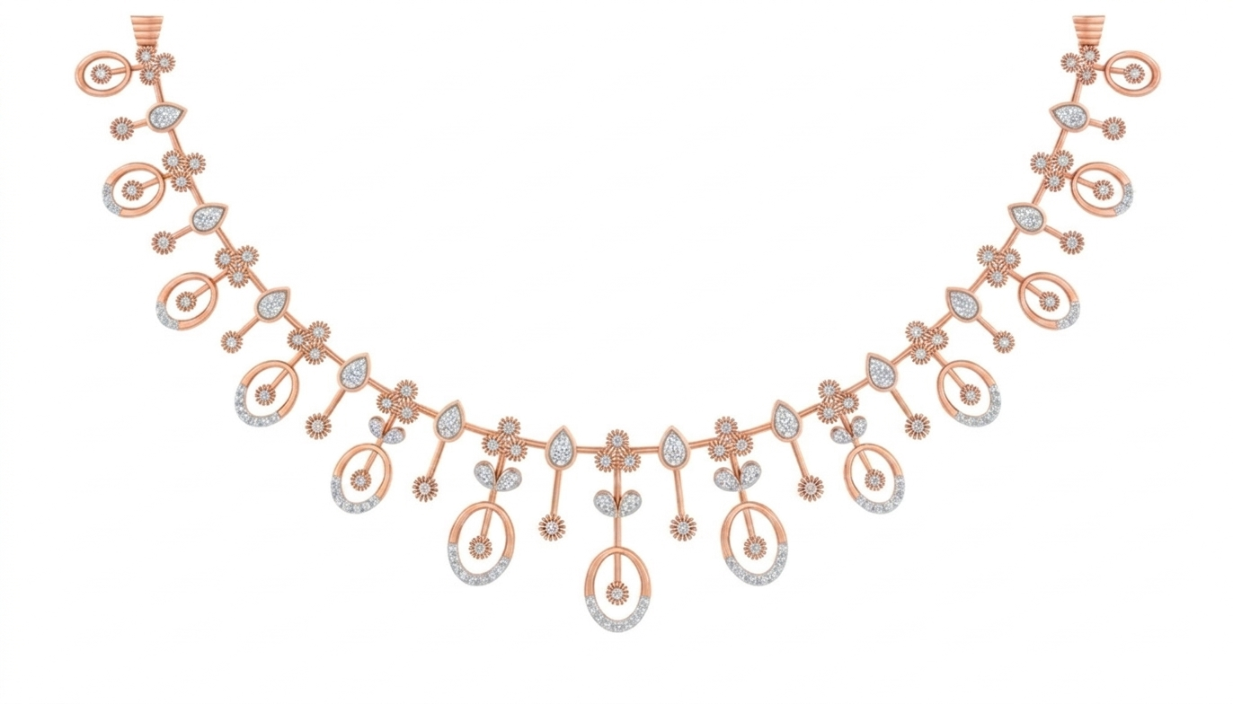 Gold & Diamond Choker Necklace Set KRC60150