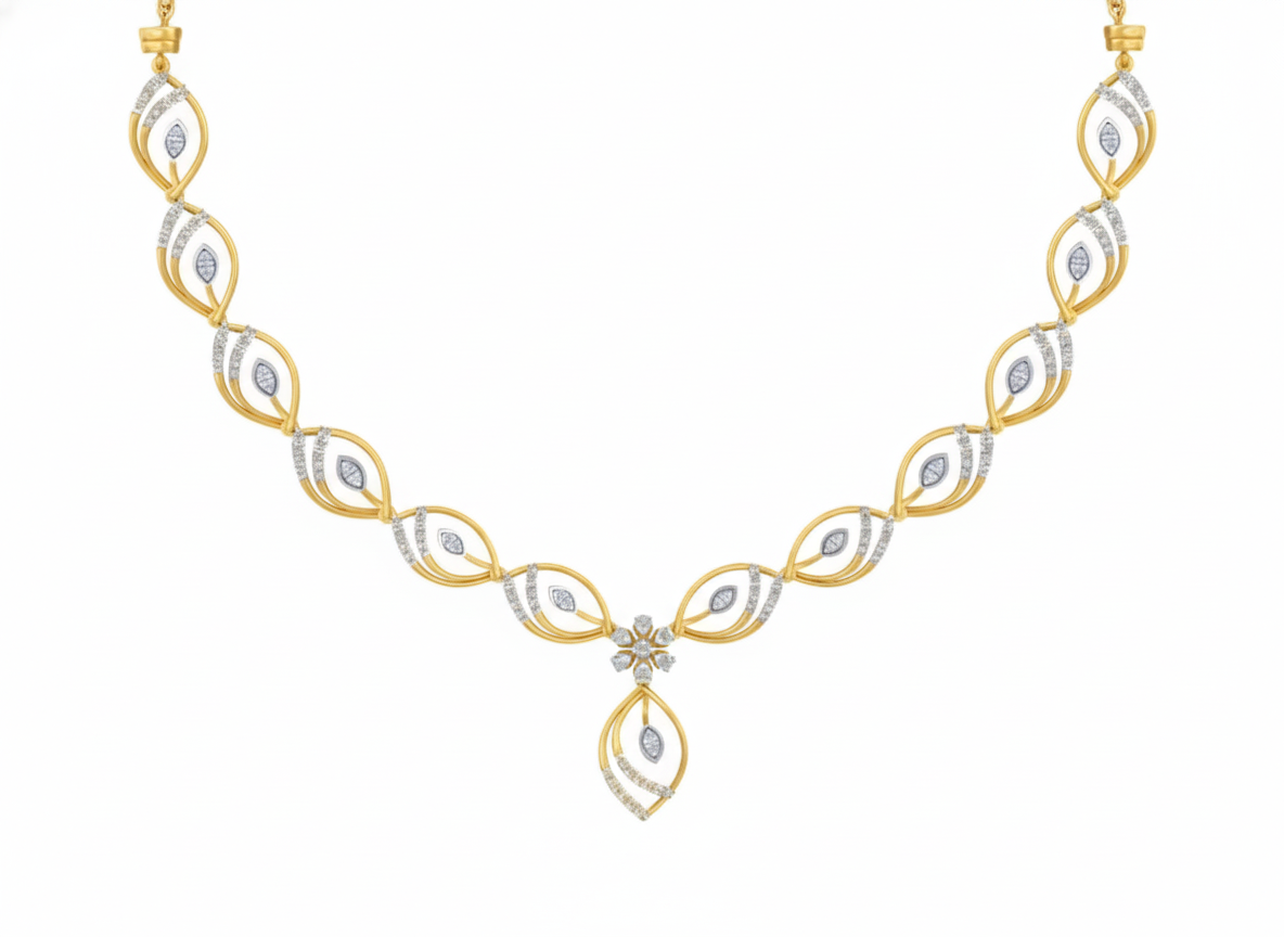 Gold & Diamond Dailywear Necklace Set KRC60102