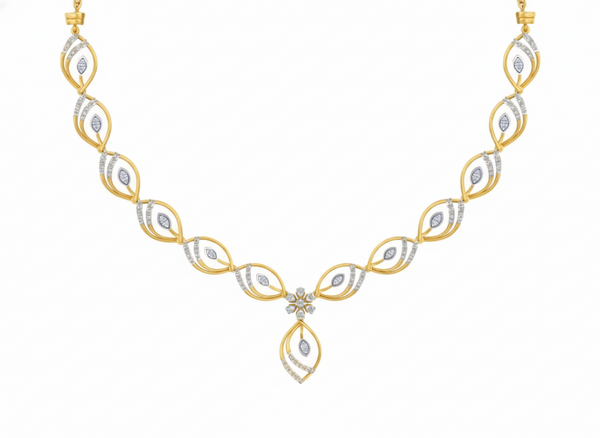 Gold & Diamond Dailywear Necklace Set KRC60102