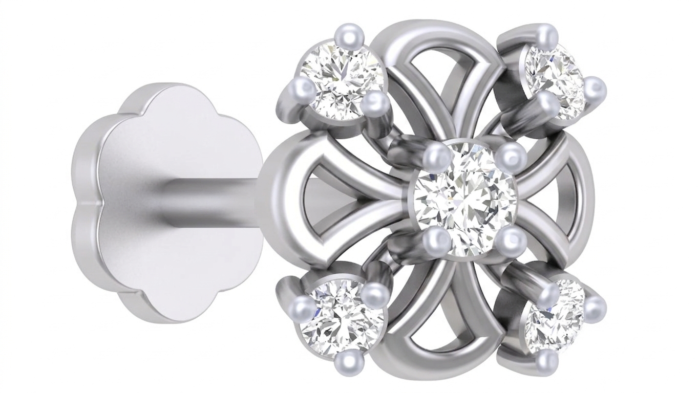 Gold & Diamond Stud Nose Pin KRC80251