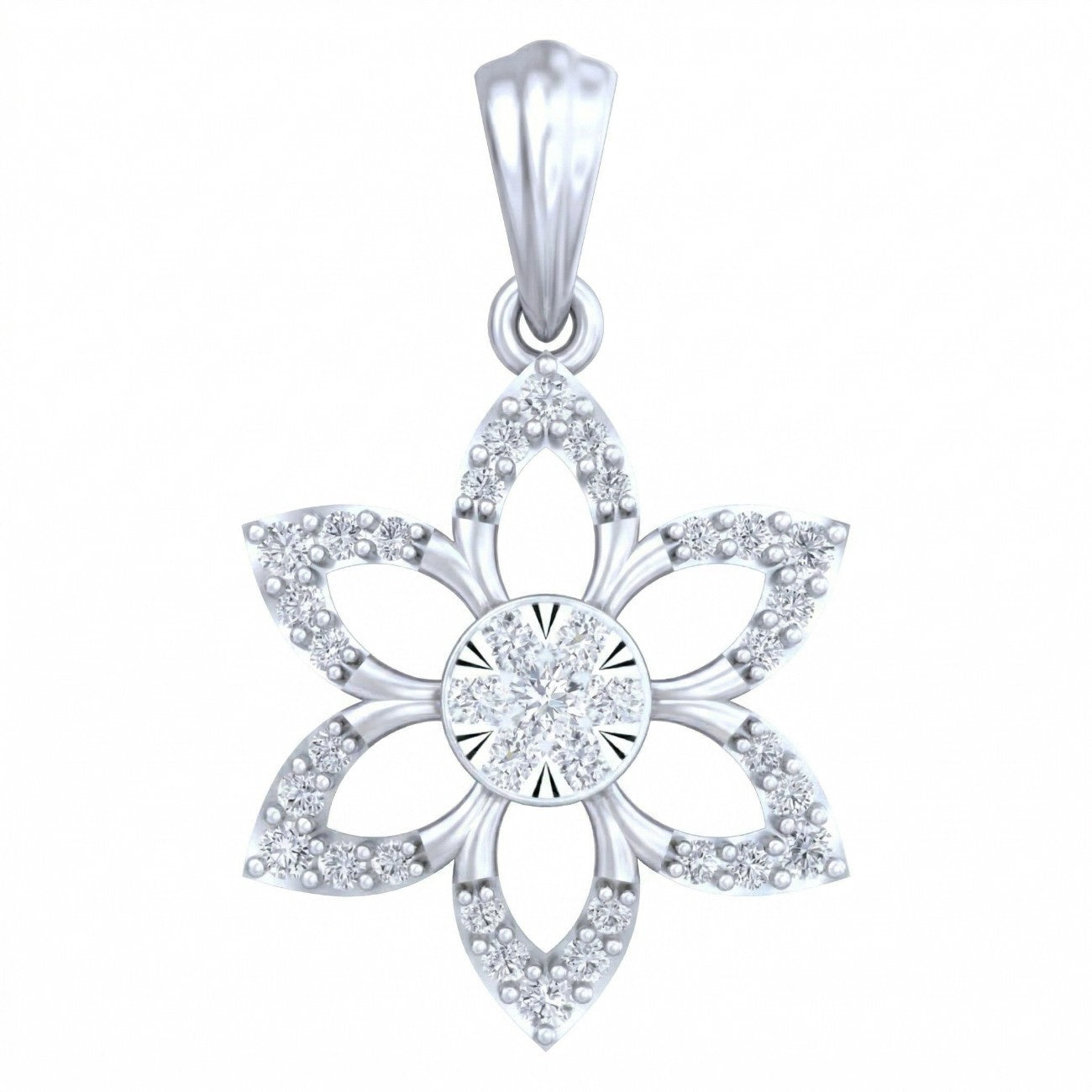 White gold and diamond pendant on white background