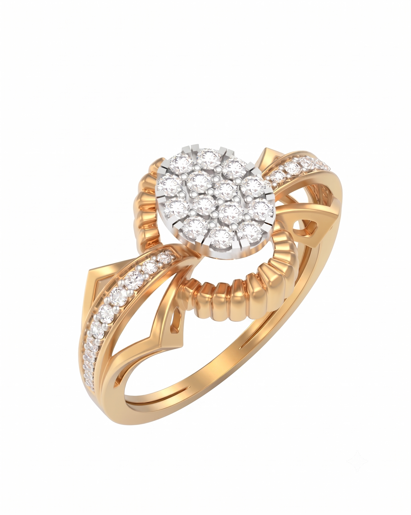 Gold & Diamond Halo Ring For Women KRC10872