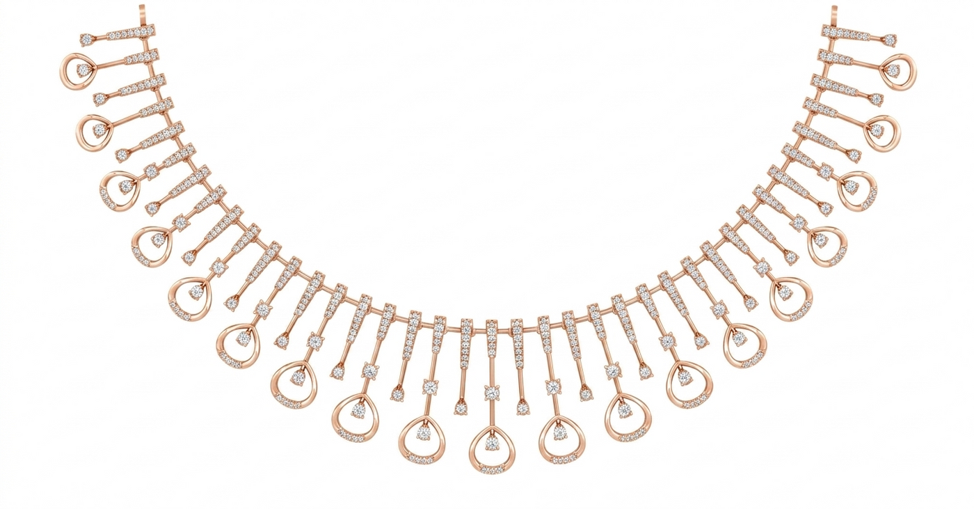 Gold & Diamond Choker Necklace Set KRC60160