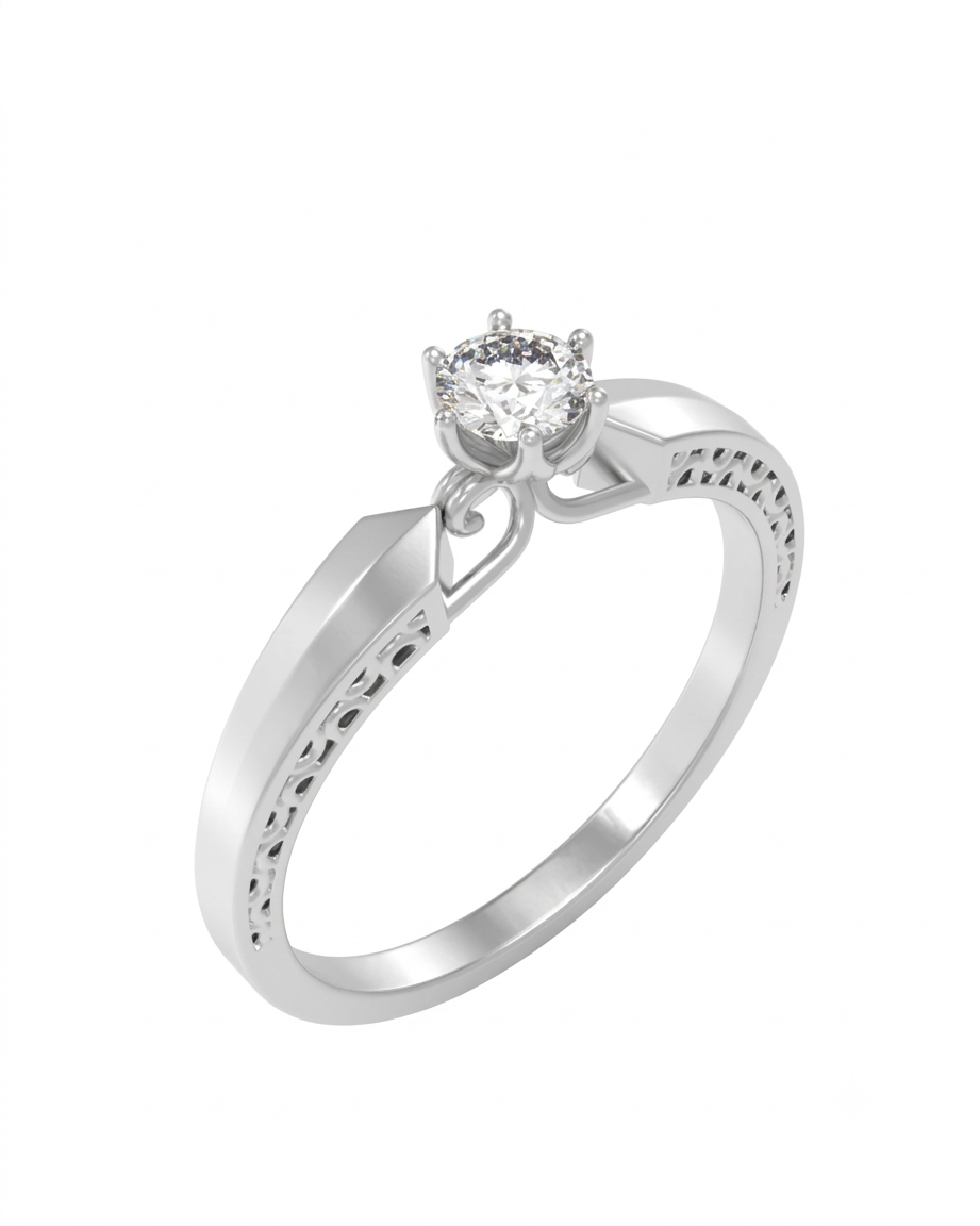 White Gold & Diamond Solitaire Ring For Women KRC10833