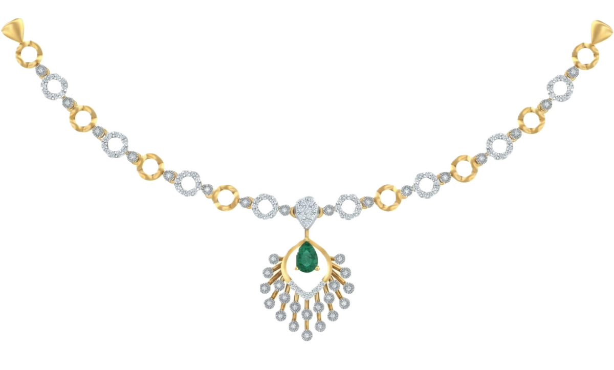 14K Gold & Diamond Gemstone Necklace Set KRB44107NR