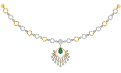 14K Gold & Diamond Gemstone Necklace Set KRB44107NR