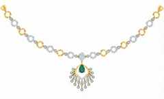 14K Gold & Diamond Gemstone Necklace Set KRB44107NR