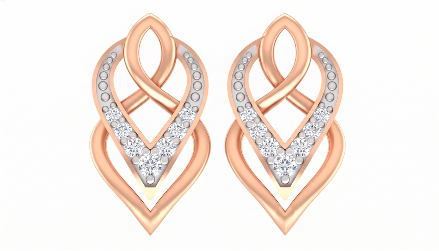 Gold & Diamond Women Stud Earring KRC40589E