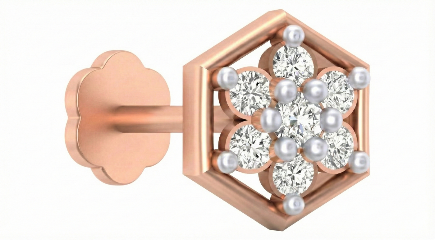 18K Gold & Diamond Stud Nose Pin KRA50123