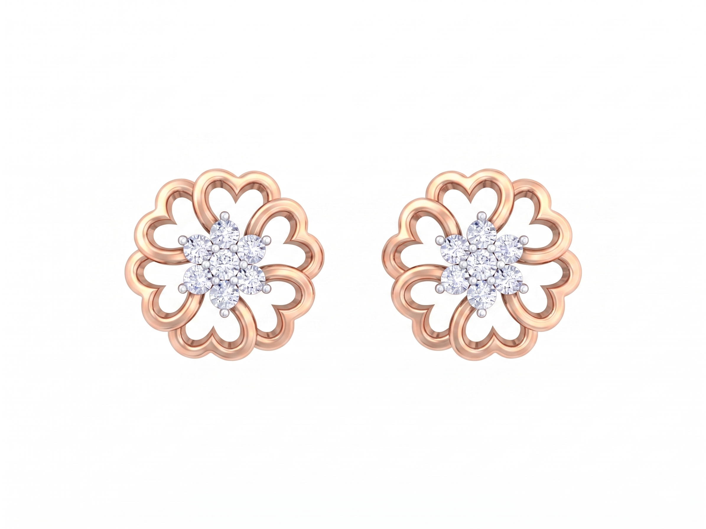Floral Rose Gold Diamond Earring | under 40k 