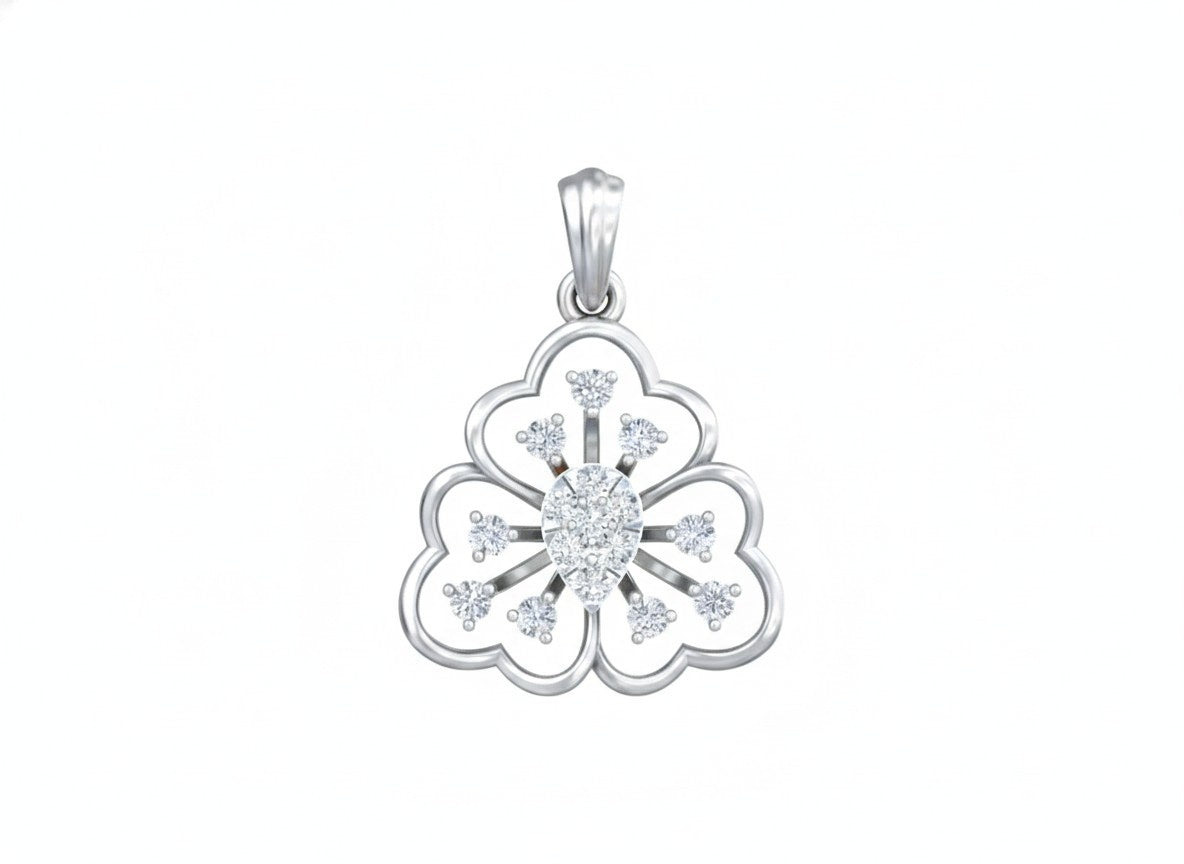 Contemporary diamond pendant crafted in 18K gold with radiant sparkle and elegant detailing.